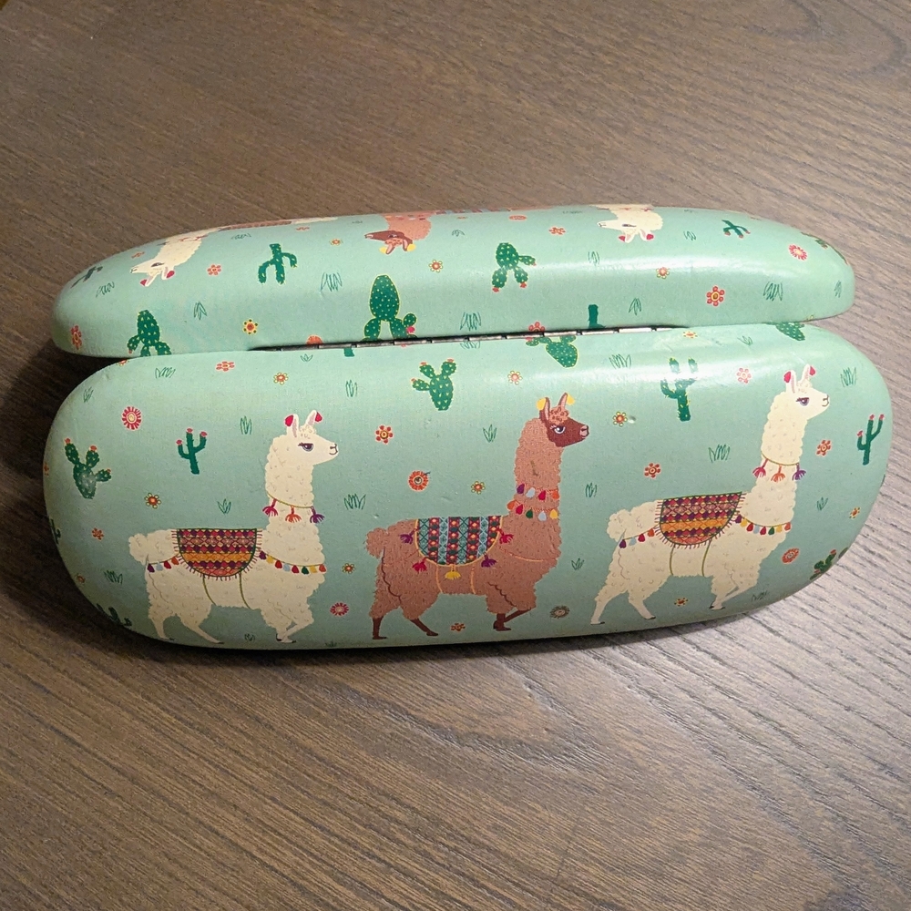 Cactus Llama Print Glasses Case